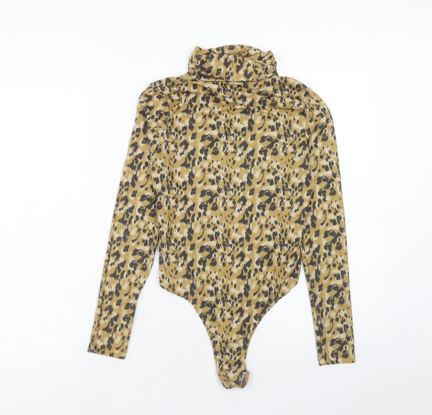 Primark Womens Brown Animal Print Polyester Bodysuit One-Piece Size XS Snap - Size 6-8 Leopard Print