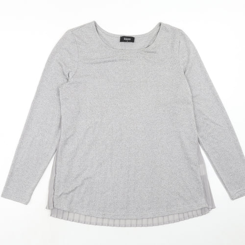 Klass Womens Grey Boat Neck Polyester Pullover Jumper Size M - Chiffon Detail