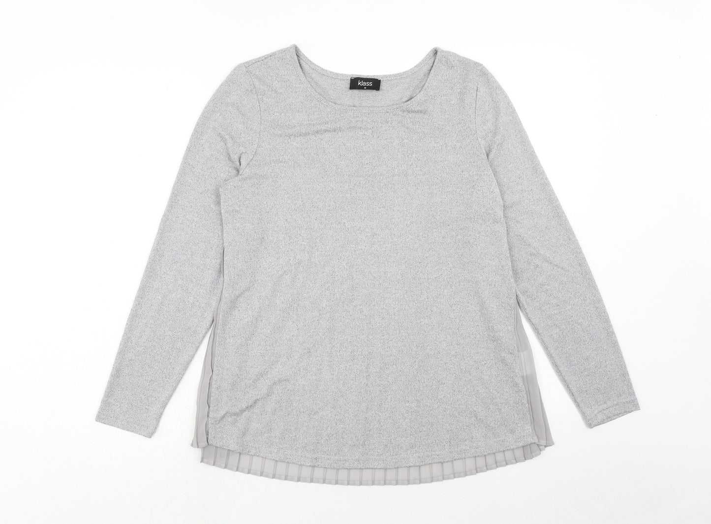 Klass Womens Grey Boat Neck Polyester Pullover Jumper Size M - Chiffon Detail