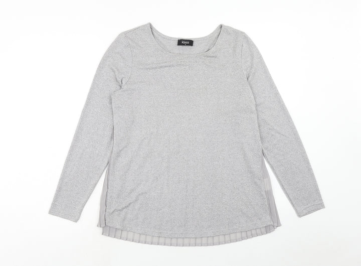 Klass Womens Grey Boat Neck Polyester Pullover Jumper Size M - Chiffon Detail