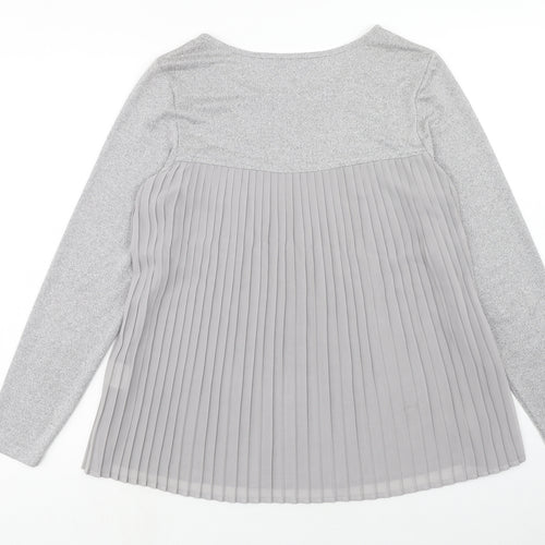 Klass Womens Grey Boat Neck Polyester Pullover Jumper Size M - Chiffon Detail