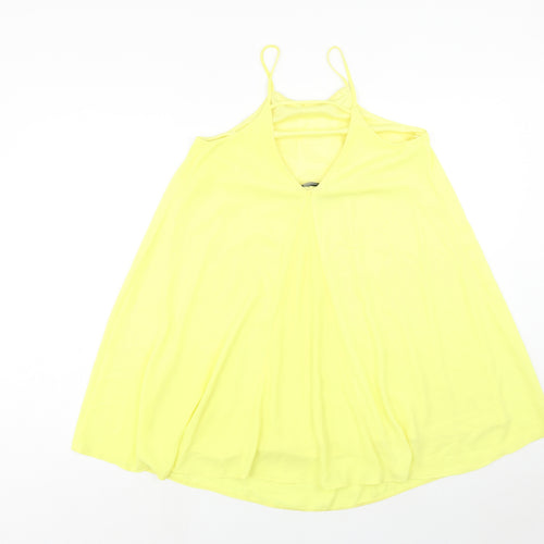 Atmosphere Womens Yellow Polyester Tank Dress Size 8 Square Neck Pullover