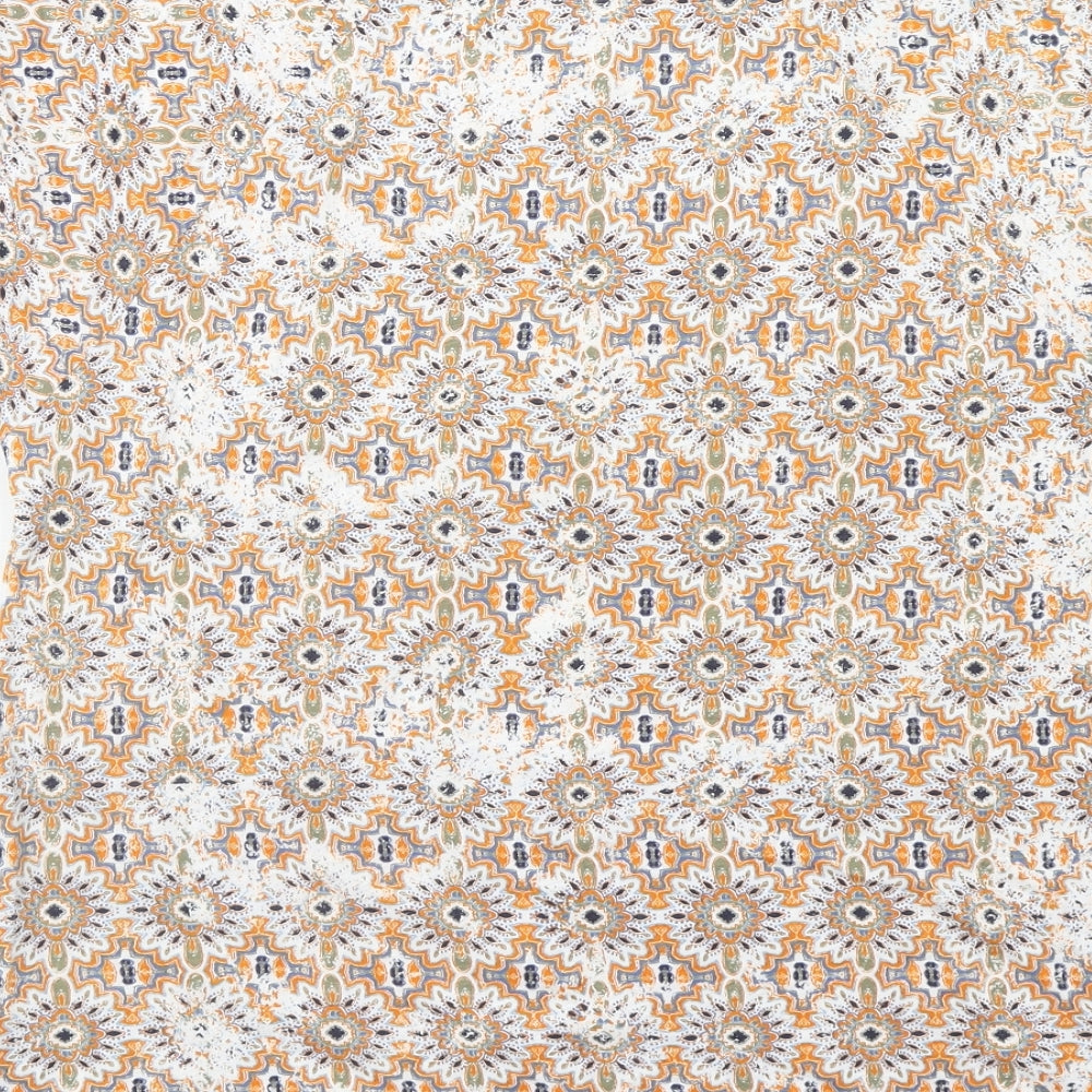 TU Womens Orange Geometric Cotton Basic Blouse Size 8 Round Neck