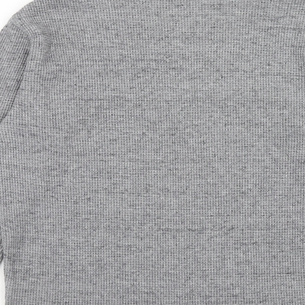 Primark Mens Grey Round Neck Herringbone Polyester Pullover Jumper Size S Long Sleeve
