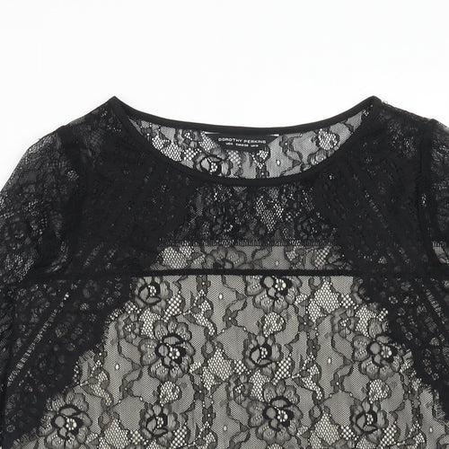 Dorothy Perkins Womens Black Nylon Basic Blouse Size 10 Round Neck