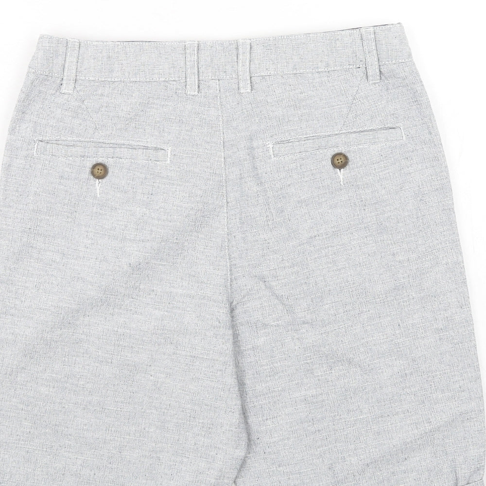 Matalan Boys Blue Geometric Cotton Cargo Shorts Size 12 Years Regular Zip