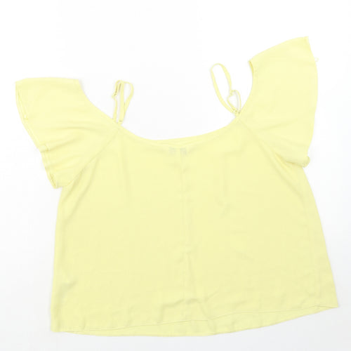 Miss Selfridge Womens Yellow Polyester Basic Tank Size 14 Square Neck - Cold Shoulder