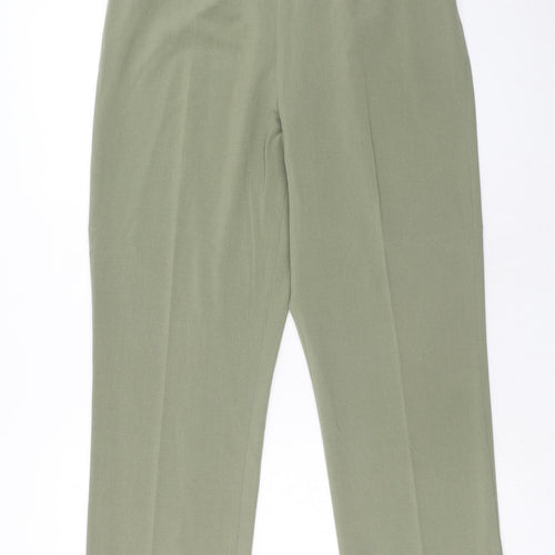 Essential Womens Green Polyester Trousers Size 16 Regular Button