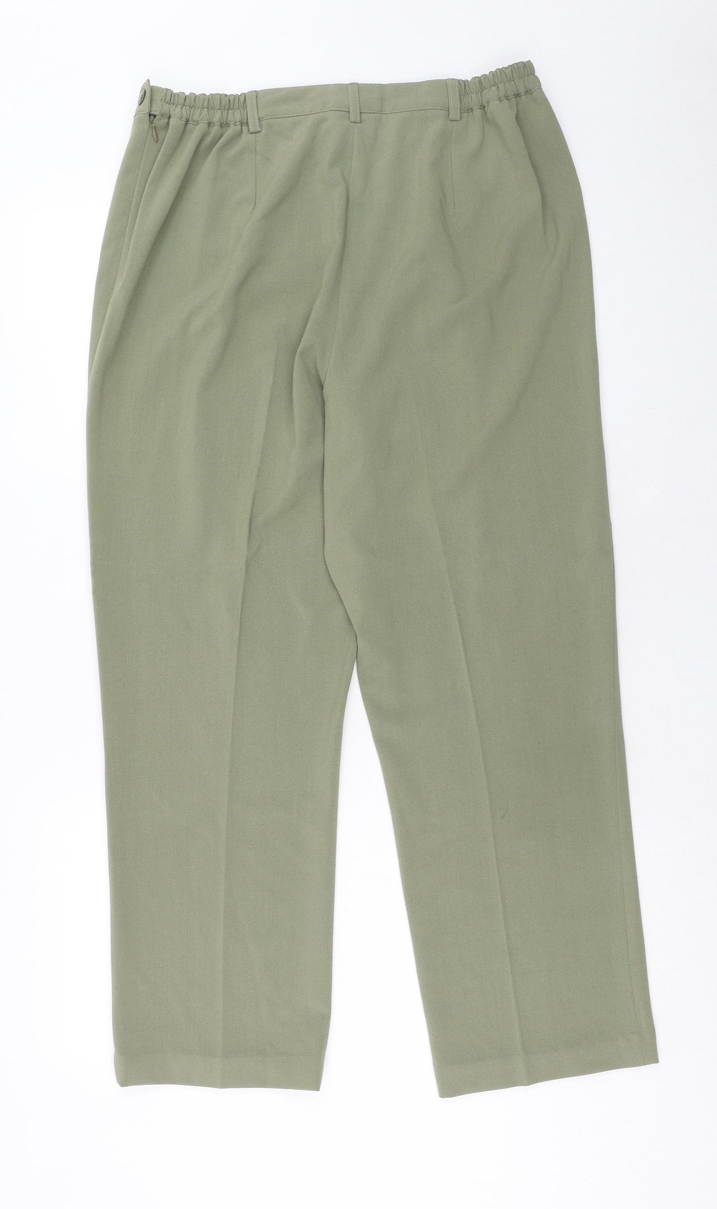 Essential Womens Green Polyester Trousers Size 16 Regular Button