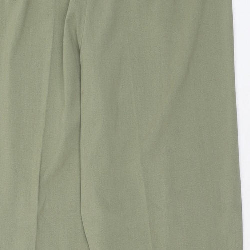 Essential Womens Green Polyester Trousers Size 16 Regular Button