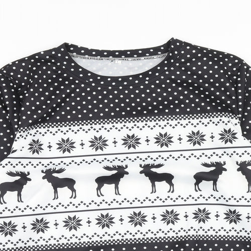Preworn Womens Black Fair Isle Polyester Pullover Sweatshirt Size L Pullover