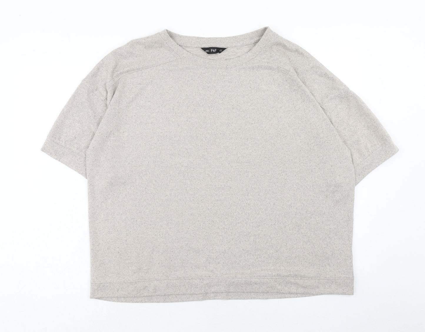 F&F Womens Beige Polyester Basic T-Shirt Size 18 Round Neck