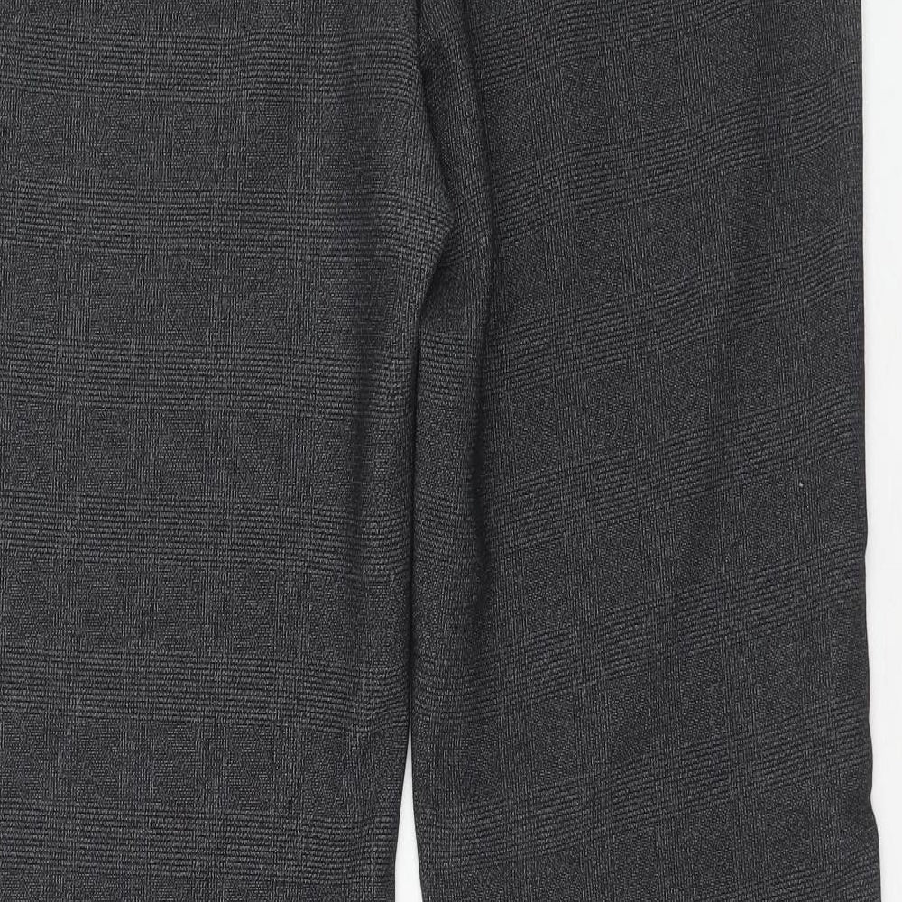 NEXT Womens Grey Plaid Polyester Trousers Size 38 in Regular Hook & Eye