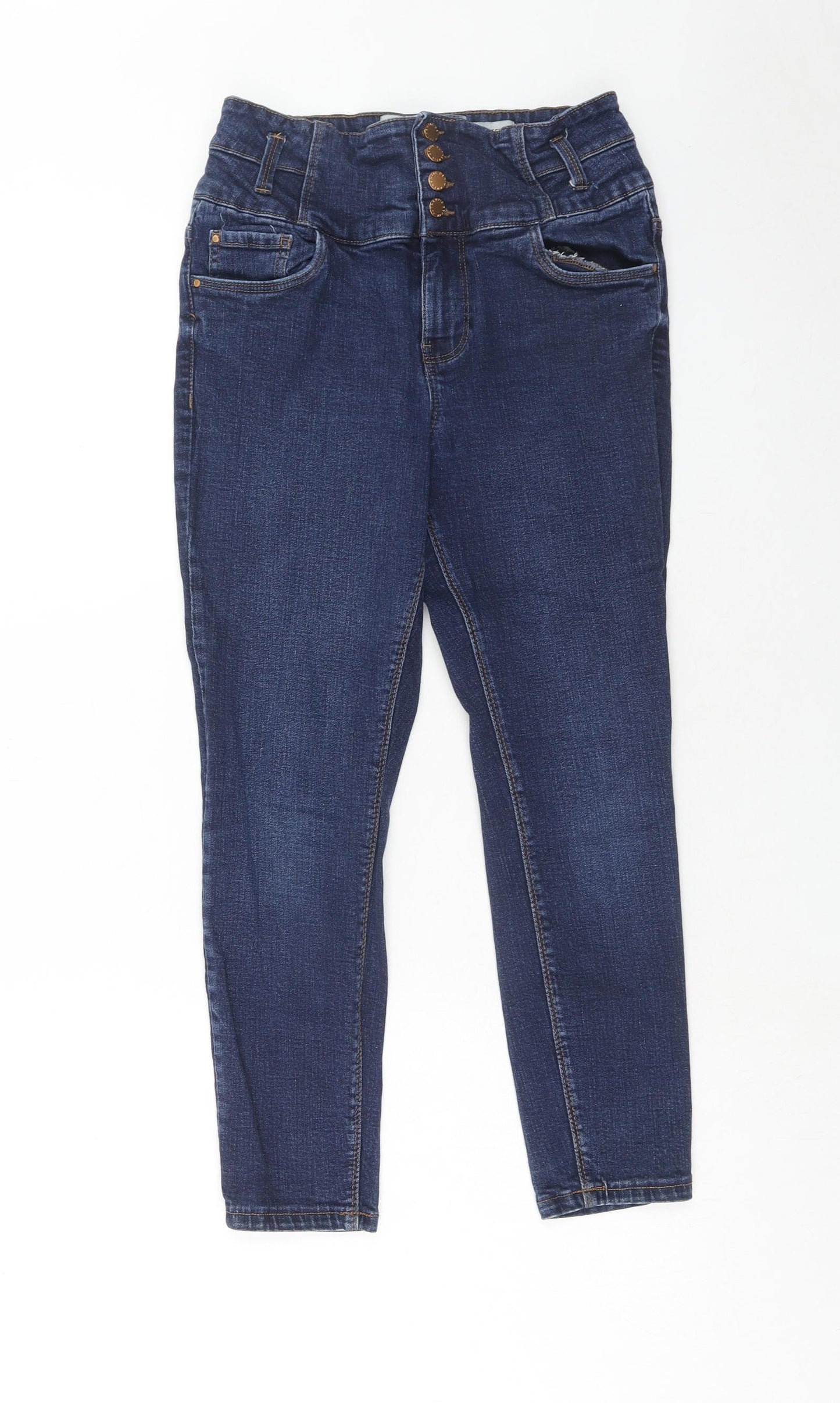 New Look Womens Blue Cotton Skinny Jeans Size 16 Regular Zip