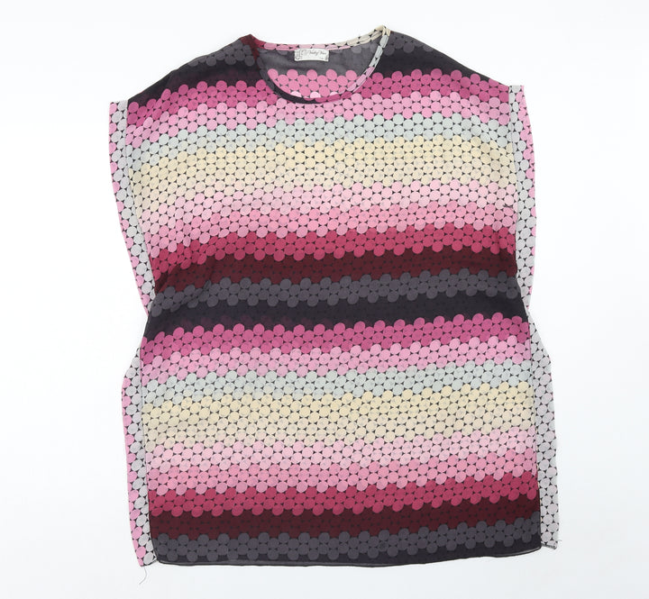 Voulez-Vous Womens Multicoloured Geometric Polyester Basic Blouse Size S Round Neck - Size - S/M