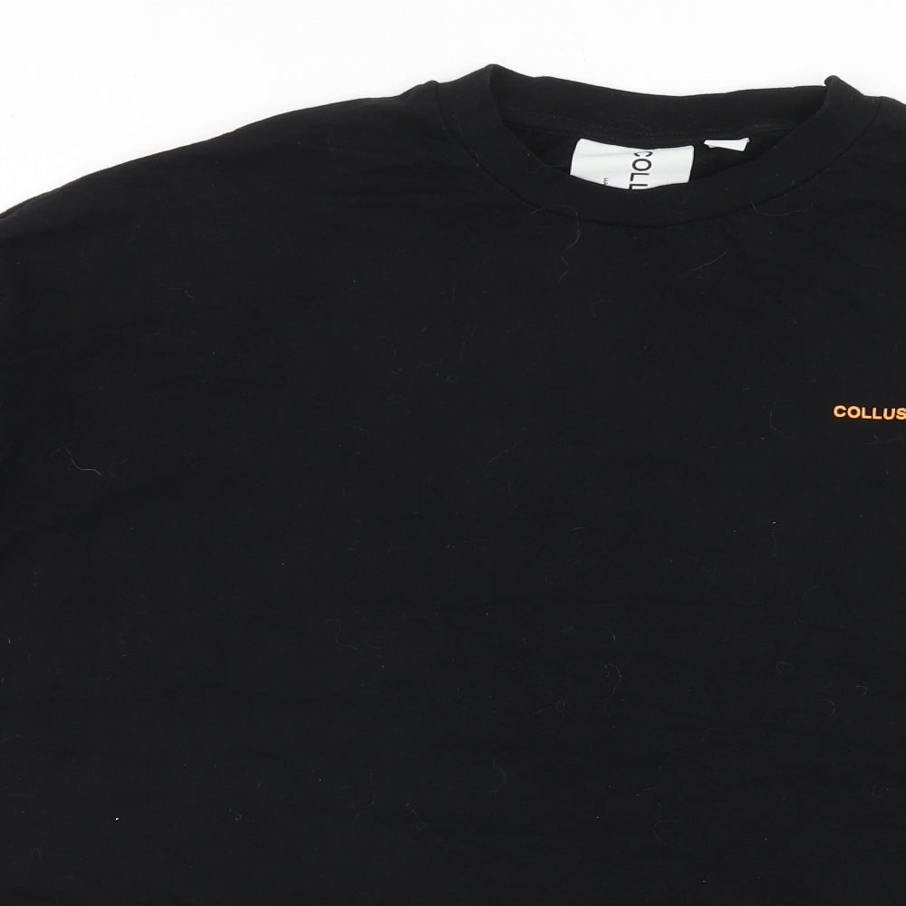 COLLUSION Womens Black Cotton Basic T-Shirt Size M Round Neck