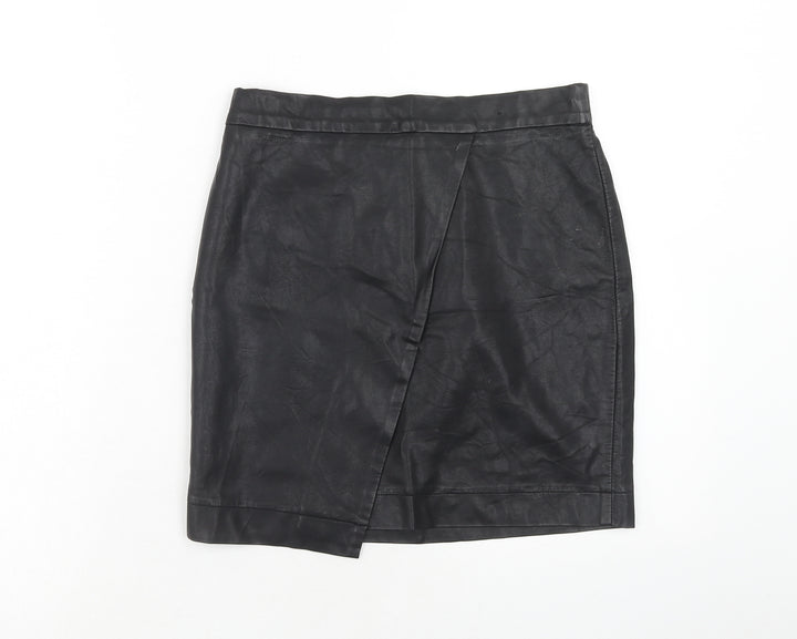 F&F Womens Black Polyurethane Straight & Pencil Skirt Size 6