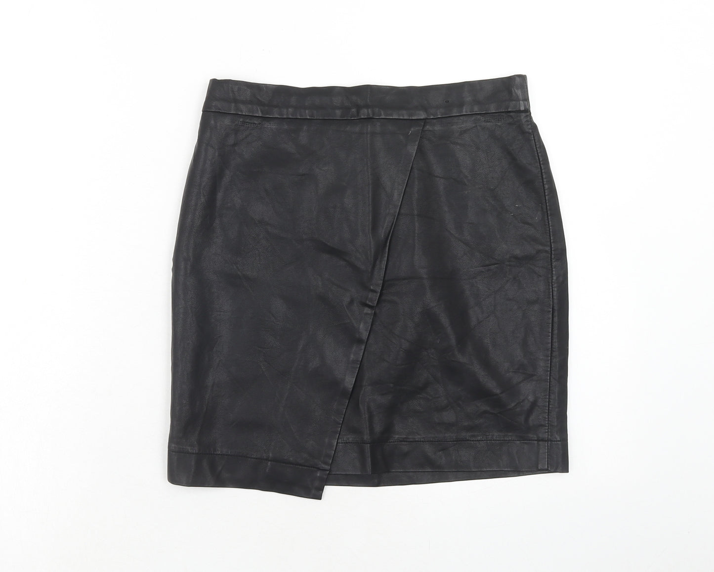 F&F Womens Black Polyurethane Straight & Pencil Skirt Size 6