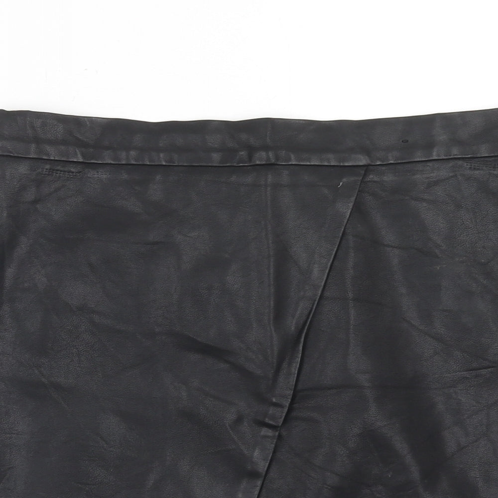 F&F Womens Black Polyurethane Straight & Pencil Skirt Size 6