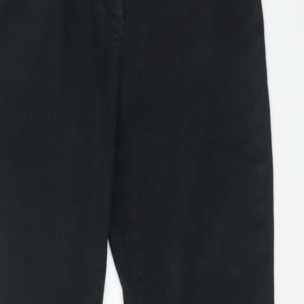 Marks and Spencer Womens Black Cotton Bootcut Jeans Size 14 Slim Zip