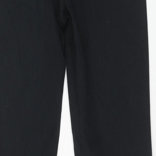 Marks and Spencer Womens Black Cotton Bootcut Jeans Size 14 Slim Zip