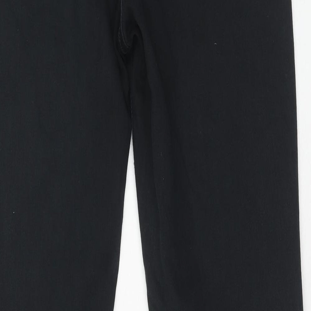 Marks and Spencer Womens Black Cotton Bootcut Jeans Size 14 Slim Zip