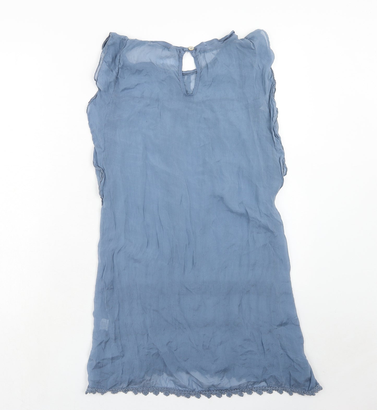 Preworn Womens Blue Silk Basic Blouse Size M Round Neck