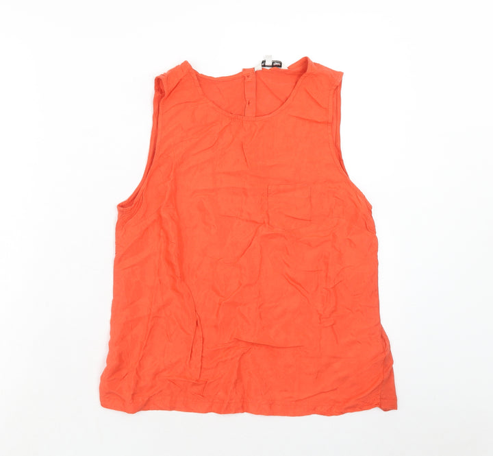 New Look Womens Orange Viscose Basic Tank Size 10 Round Neck