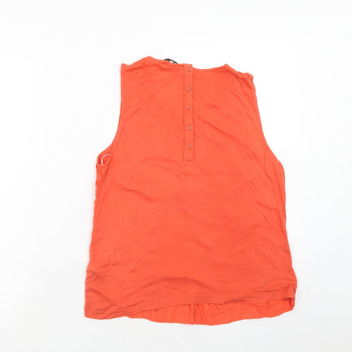 New Look Womens Orange Viscose Basic Tank Size 10 Round Neck