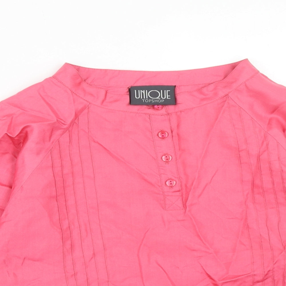Topshop Womens Pink Silk Basic Blouse Size 10 Round Neck