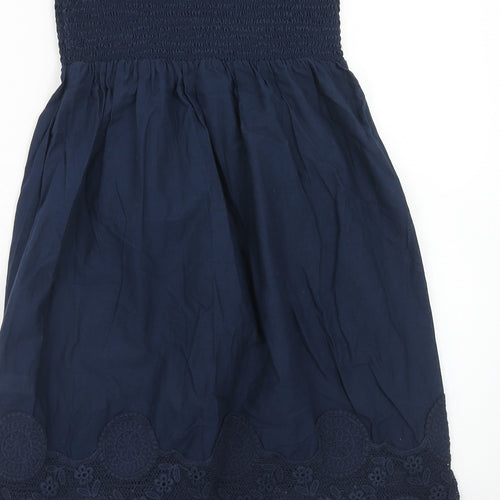 NEXT Womens Blue Cotton A-Line Size 10 Off the Shoulder Pullover - Lace Details