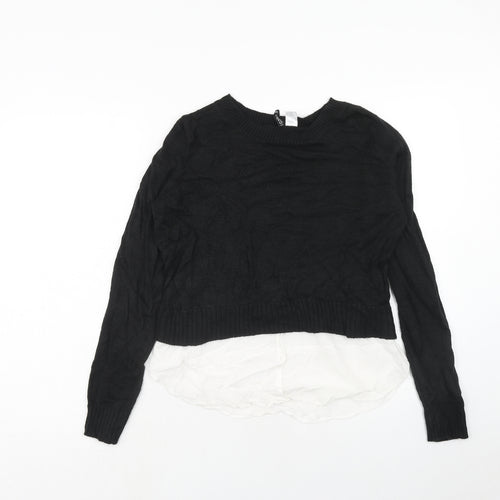 H&M Womens Black Round Neck Acrylic Pullover Jumper Size S - Shirt Insert