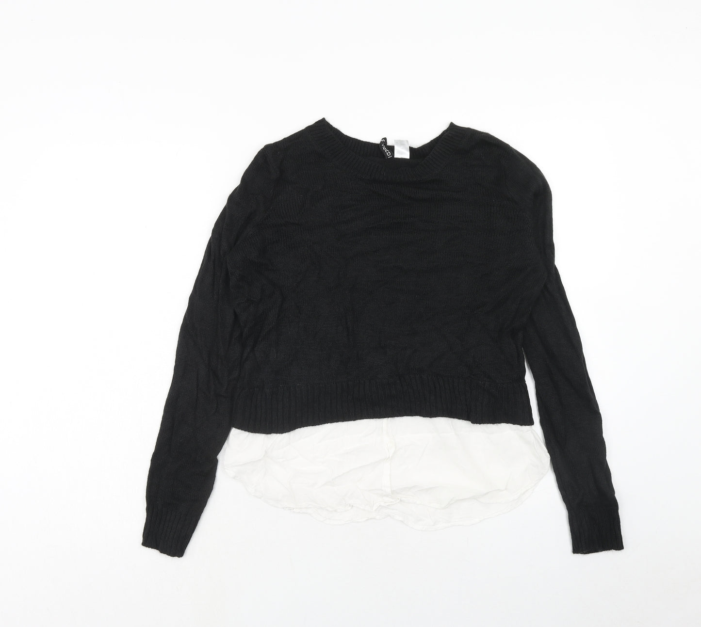 H&M Womens Black Round Neck Acrylic Pullover Jumper Size S - Shirt Insert