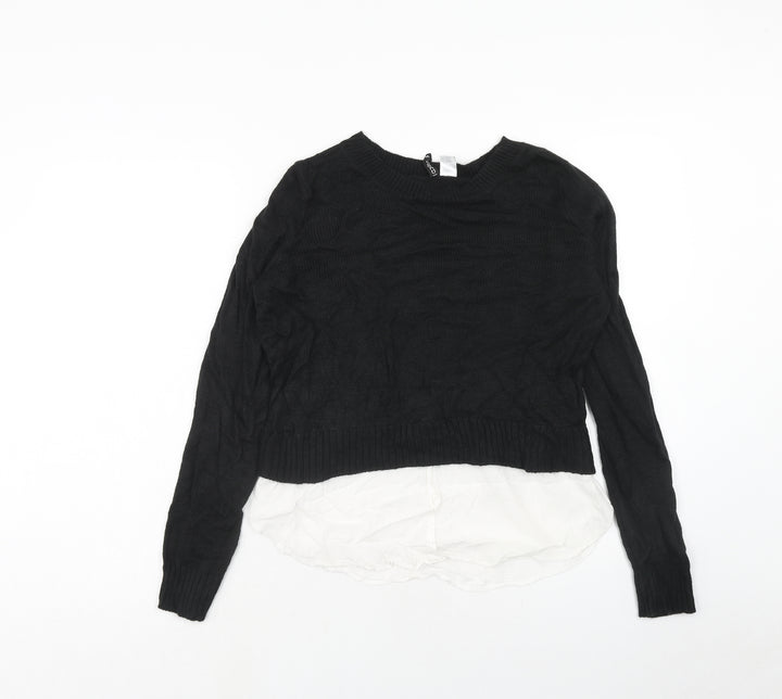H&M Womens Black Round Neck Acrylic Pullover Jumper Size S - Shirt Insert