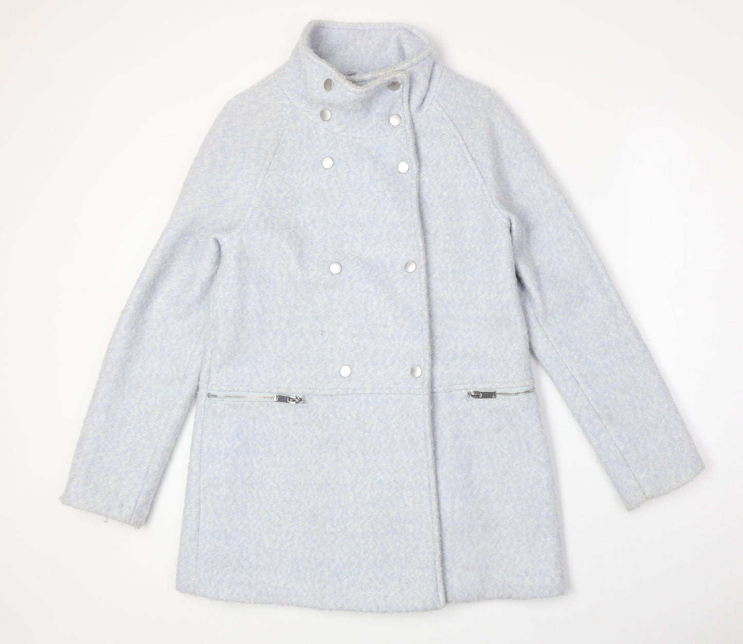 Preworn Womens Blue Overcoat Coat Size 10 Snap