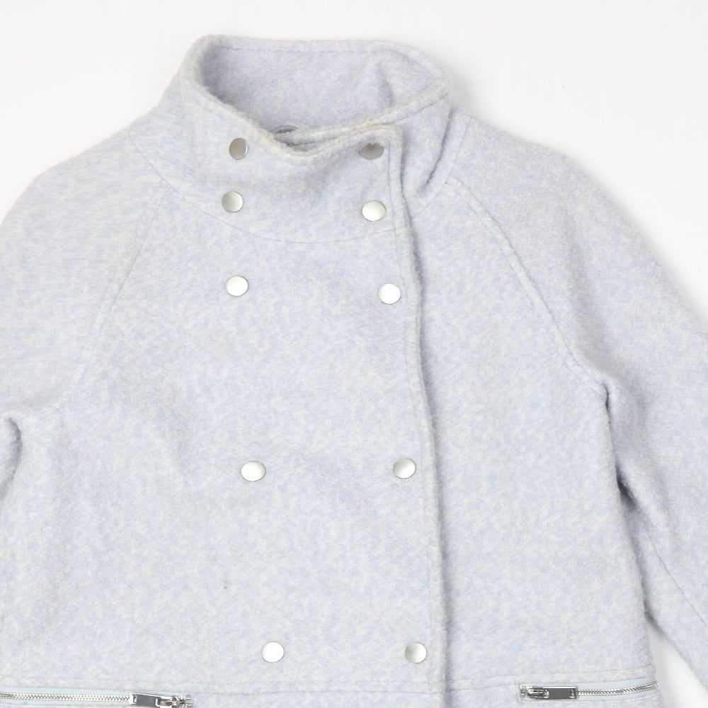 Preworn Womens Blue Overcoat Coat Size 10 Snap