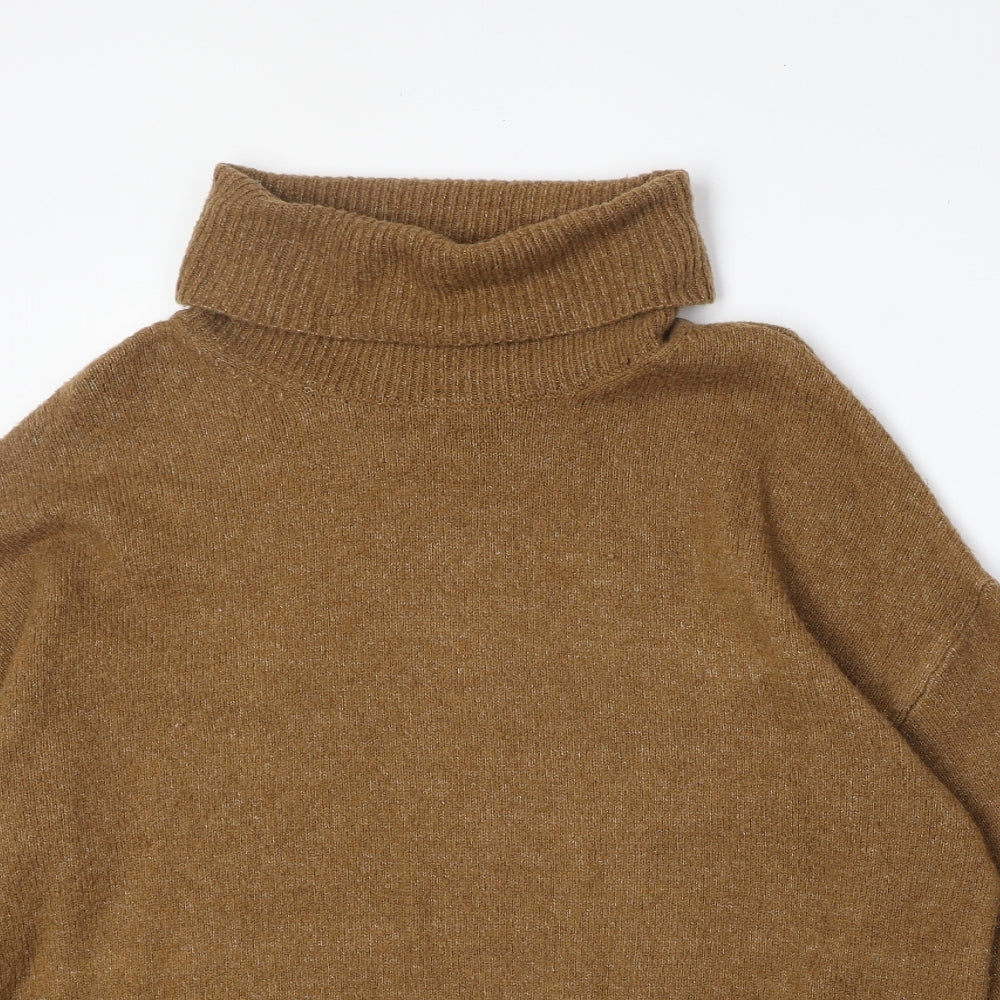 H&M Womens Brown Roll Neck Acrylic Pullover Jumper Size M