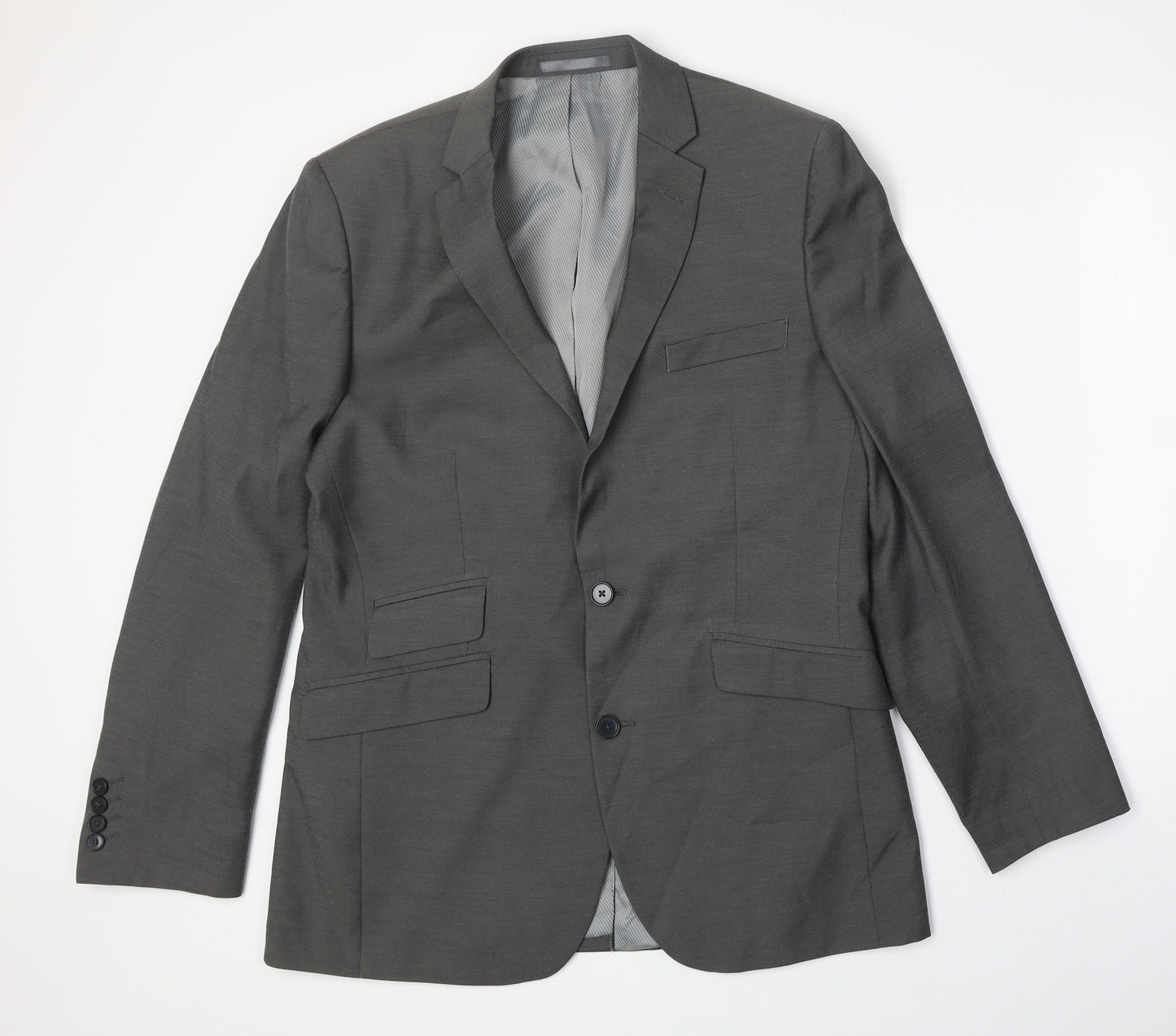 F&F Mens Grey Polyester Jacket Suit Jacket Size 40 Regular