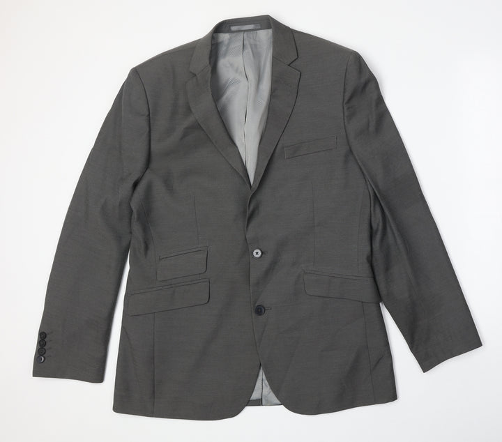 F&F Mens Grey Polyester Jacket Suit Jacket Size 40 Regular