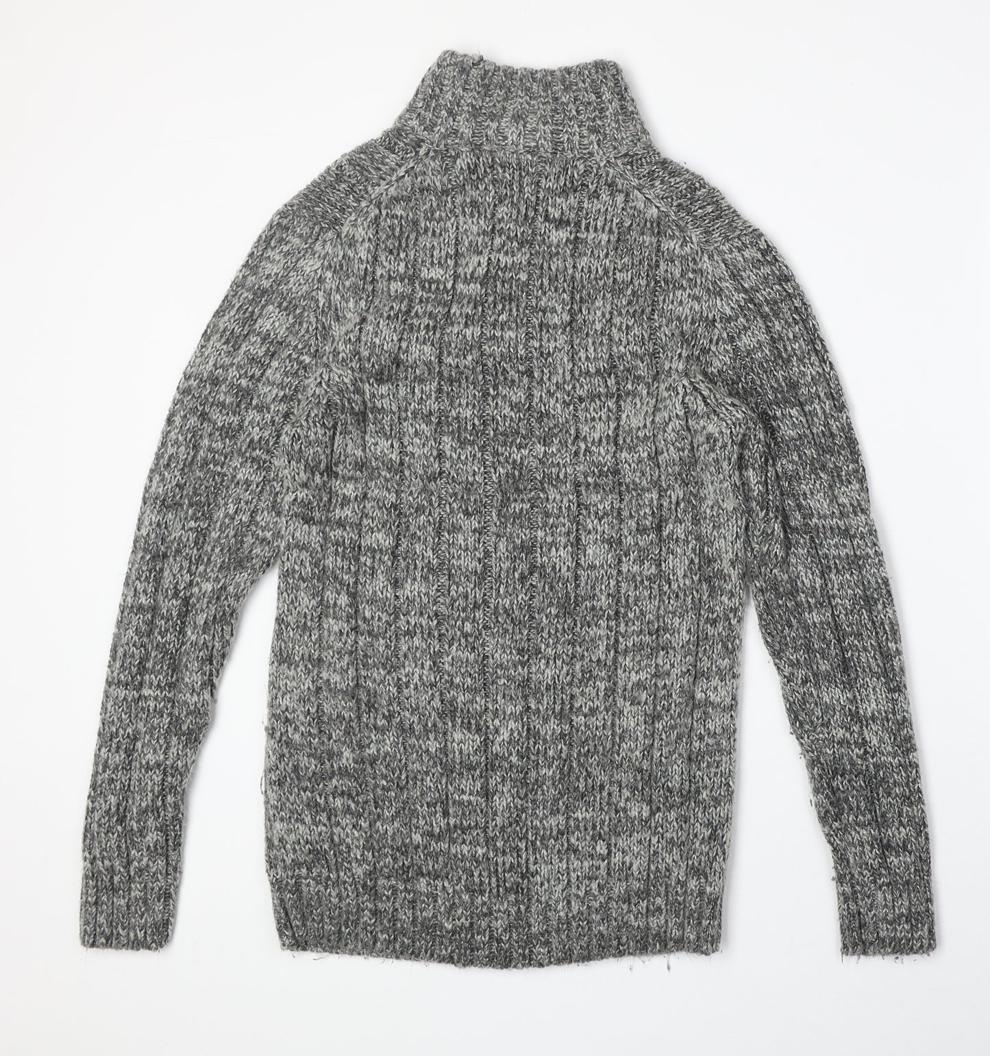 Matalan Mens Grey High Neck Acrylic Pullover Jumper Size S Long Sleeve