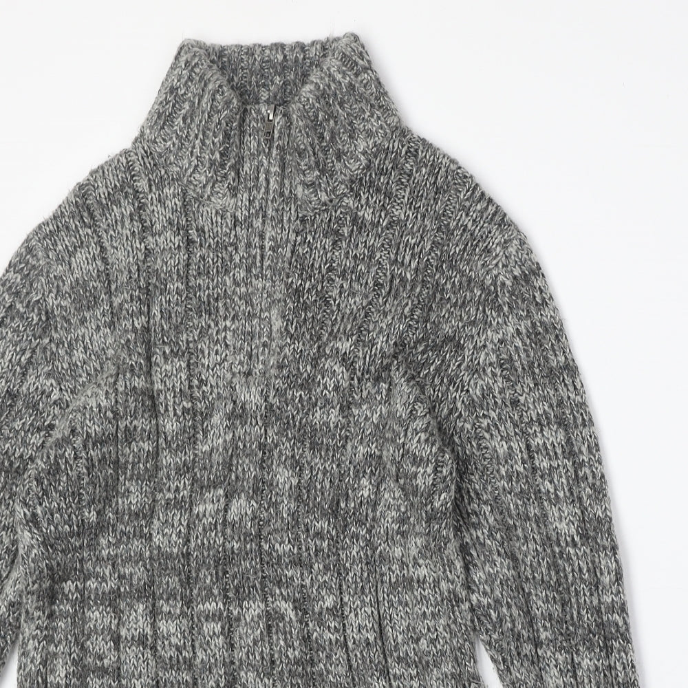 Matalan Mens Grey High Neck Acrylic Pullover Jumper Size S Long Sleeve