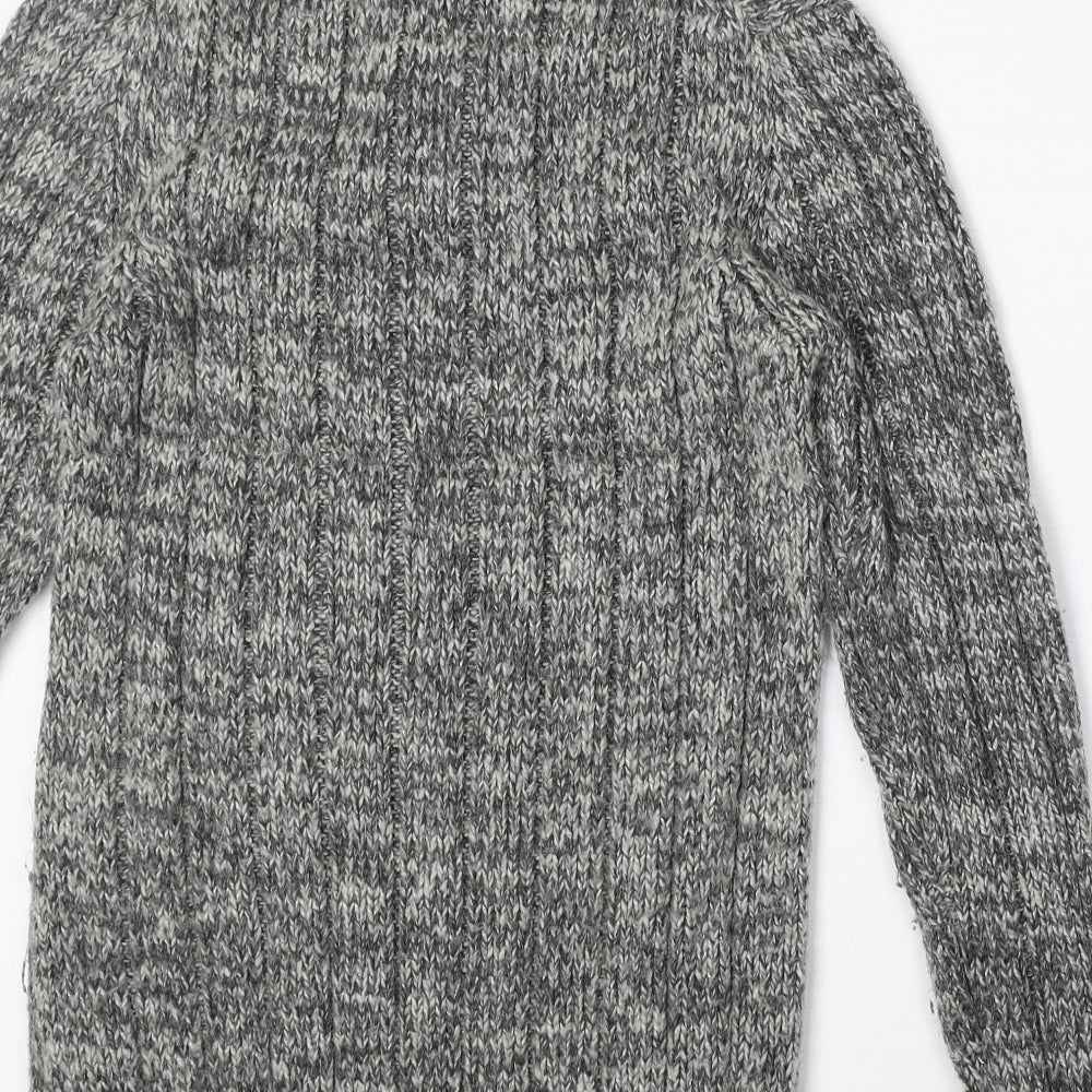 Matalan Mens Grey High Neck Acrylic Pullover Jumper Size S Long Sleeve