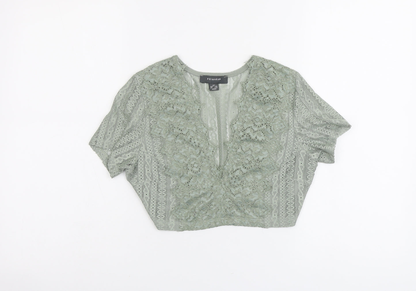Primark Womens Green Polyester Cropped Tank Size 2XS V-Neck