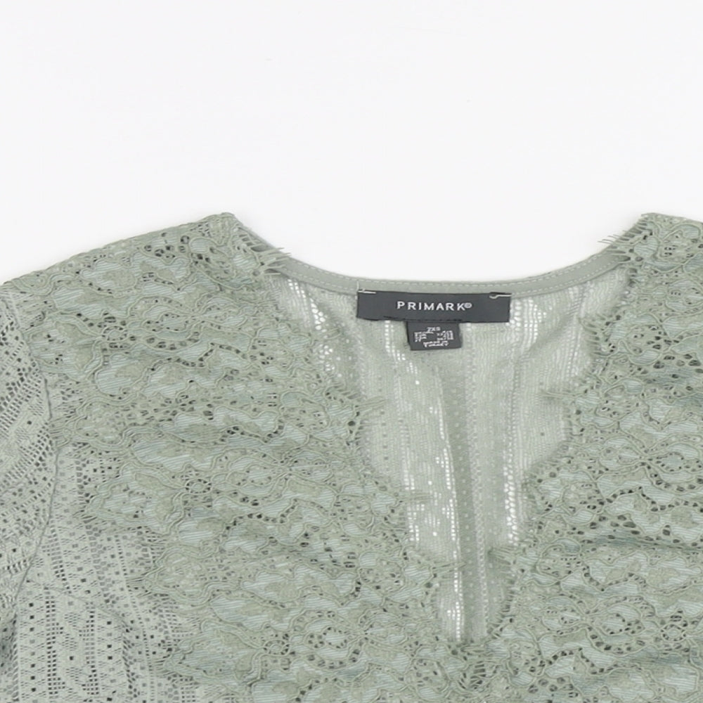 Primark Womens Green Polyester Cropped Tank Size 2XS V-Neck