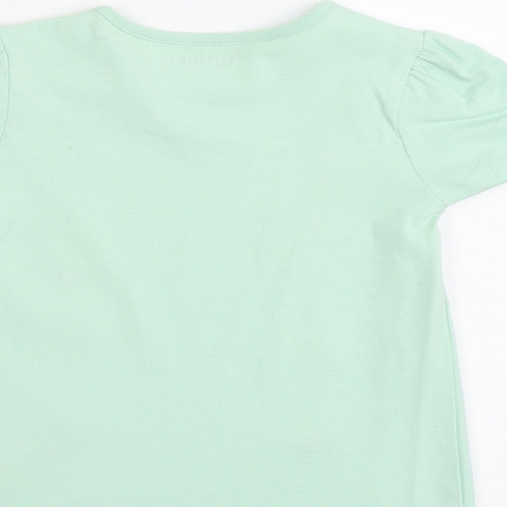 Nutmeg Girls Green Cotton Basic T-Shirt Size 2-3 Years Round Neck Pullover - Daddy's Little Flower
