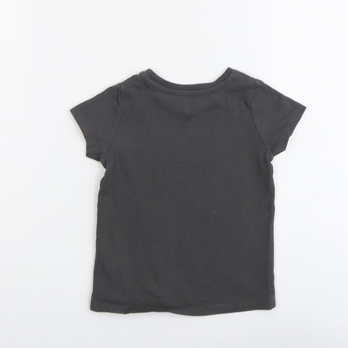 Nutmeg Girls Grey Cotton Basic T-Shirt Size 2 Years Round Neck Pullover - Grandad I'll Always Look Up To You