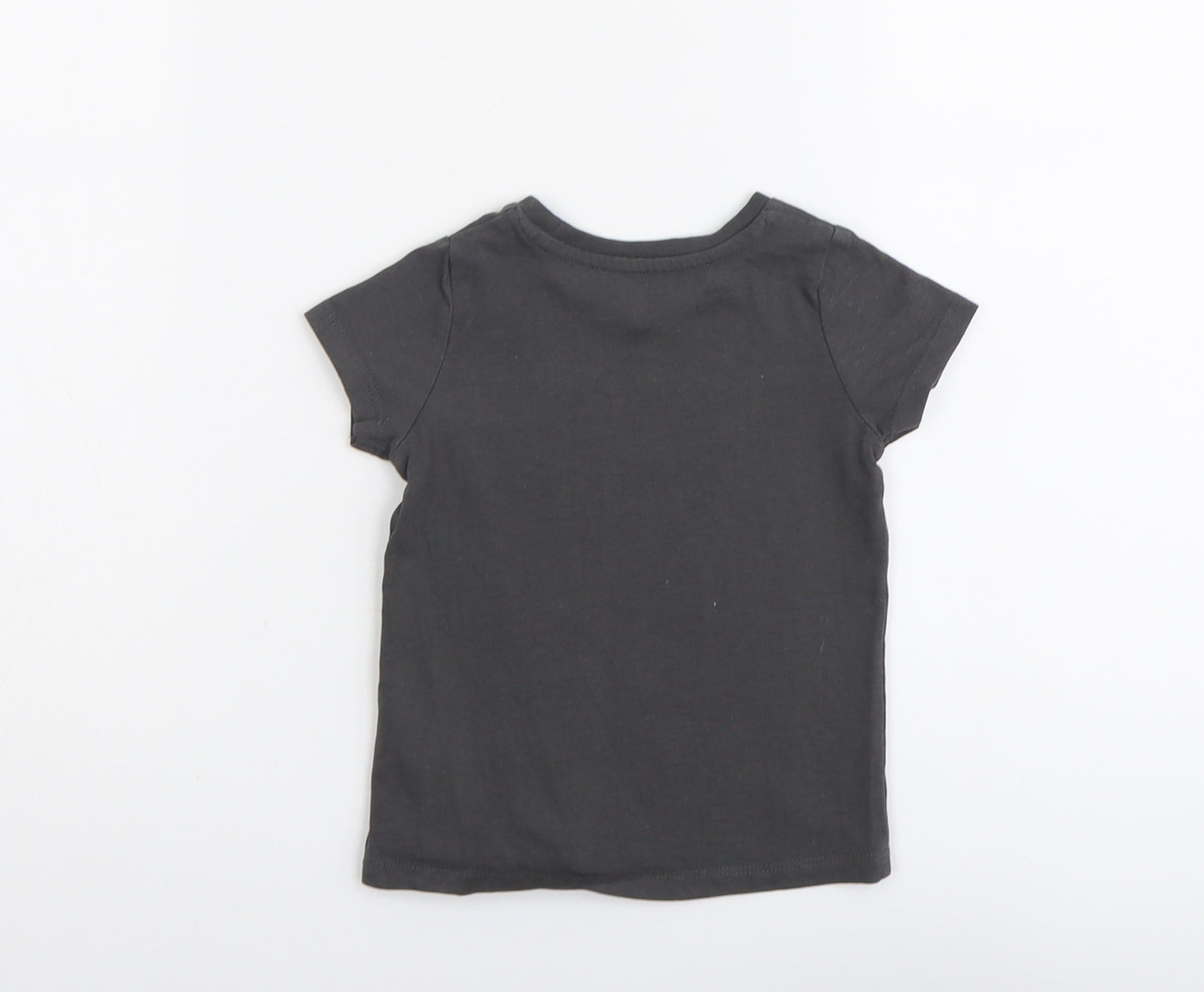 Nutmeg Girls Grey Cotton Basic T-Shirt Size 2 Years Round Neck Pullover - Grandad I'll Always Look Up To You