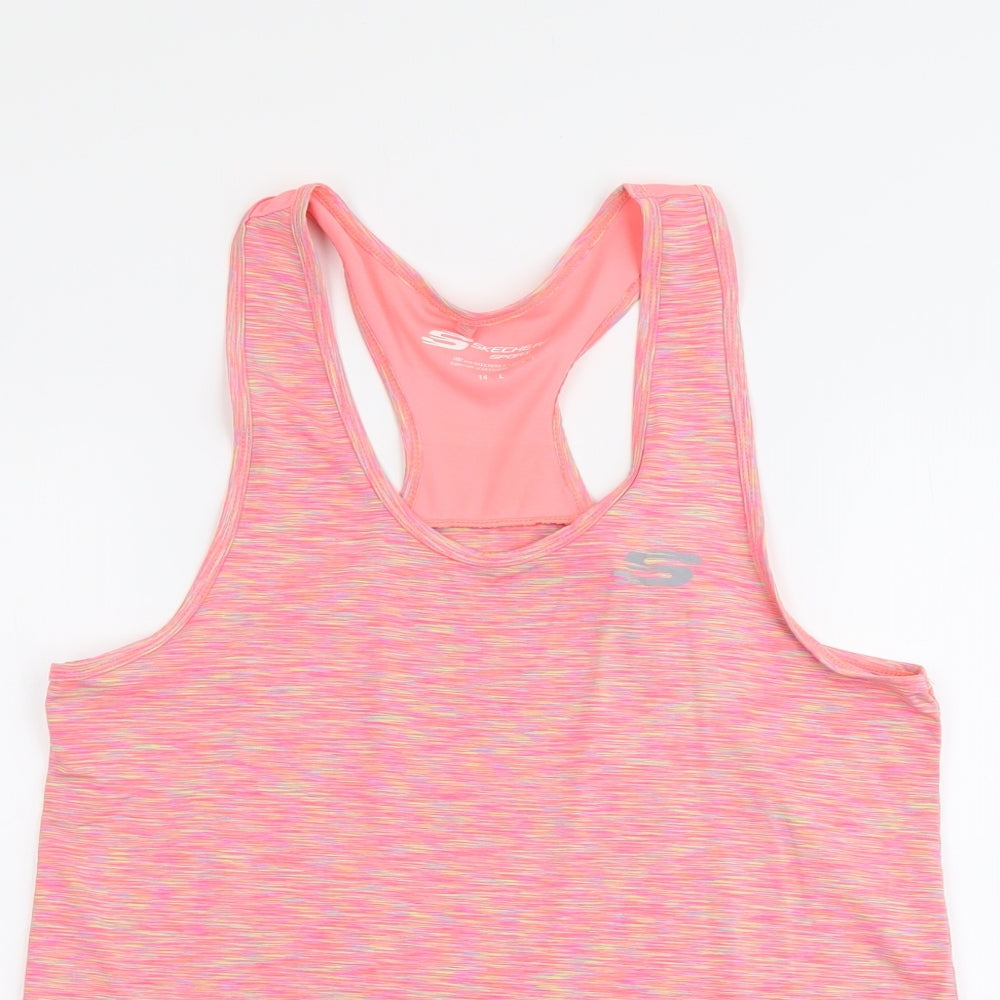 Skechers Womens Pink Polyester Basic Tank Size 14 Round Neck Pullover