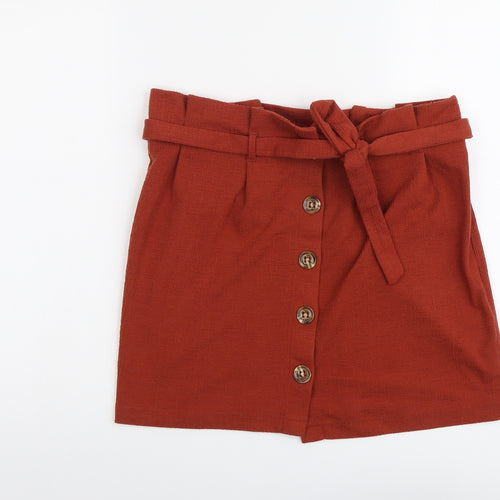 Primark Womens Red Polyester Mini Skirt Size 12 Button