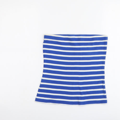 Papaya Womens Blue Striped Cotton Cropped Tank Size 12 Off the Shoulder